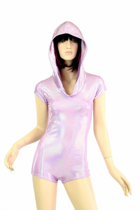 Lilac Holographic Hoodie Romper - Coquetry Clothing