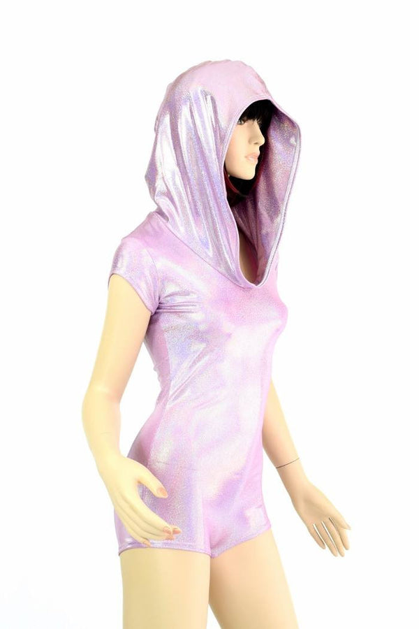 Lilac Holographic Hoodie Romper - 4