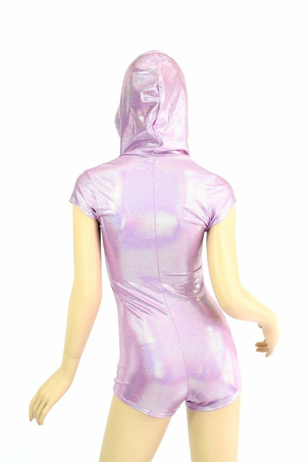 Lilac Holographic Hoodie Romper - 5