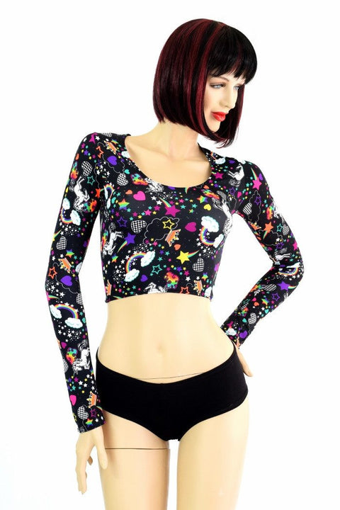 Unicorns and Rainbows Long Sleeve Crop Top - Coquetry Clothing