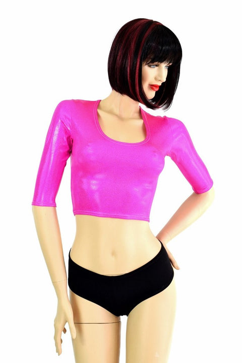 Pink Half Sleeve Crop Top - Coquetry Clothing