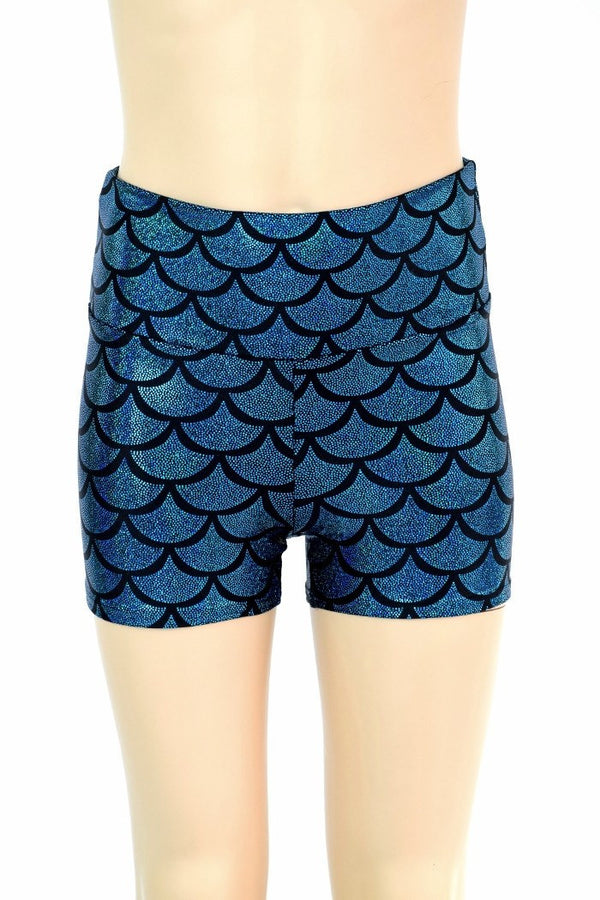 Kids Turquoise Mermaid Shorts - 1