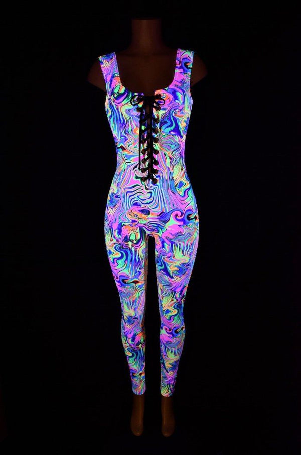 Lace Up Neon Flux Catsuit - 7