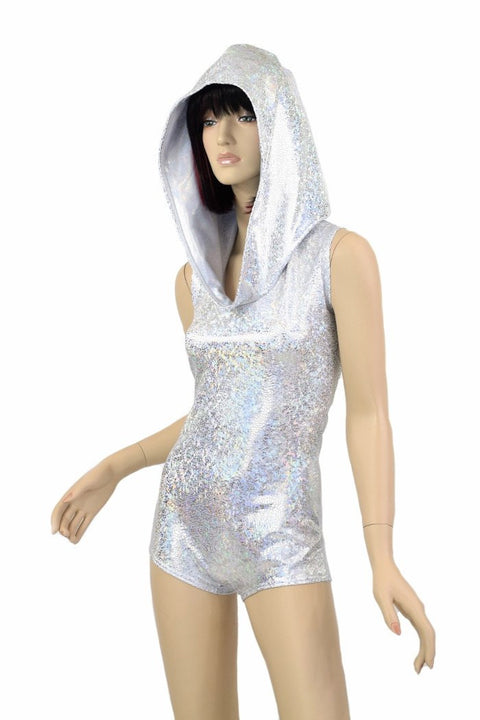 Silvery Sleeveless Hoodie Romper - Coquetry Clothing