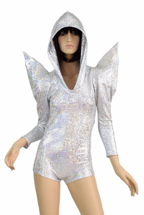 Holographic Sharp Shoulder Romper - Coquetry Clothing