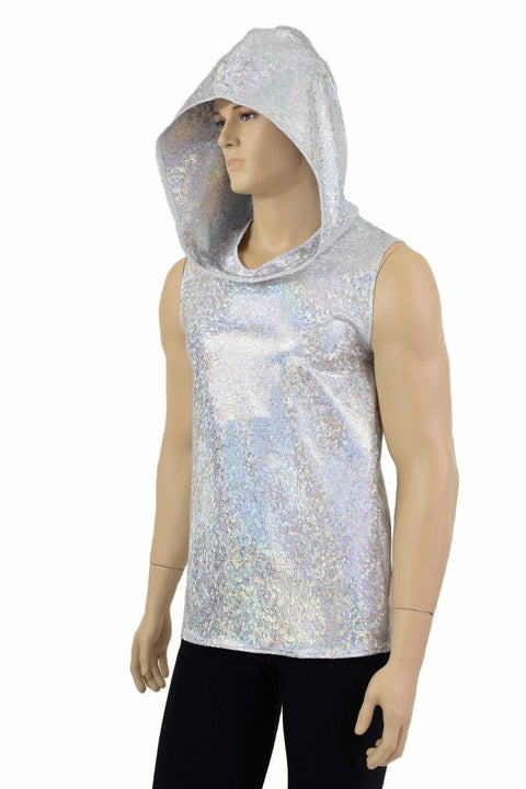 Mens Silver & White Hoodie - Coquetry Clothing