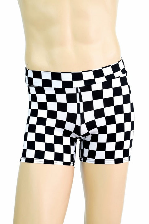 Mens "Rio" Midrise Shorts in Check Print - Coquetry Clothing