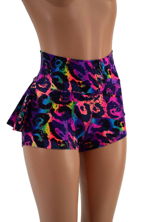 Rainbow Leopard Ruffle Rump Shorts - Coquetry Clothing