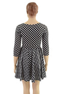 3/4 Sleeve Crew Neck Skater Dress with POCKETS - 4