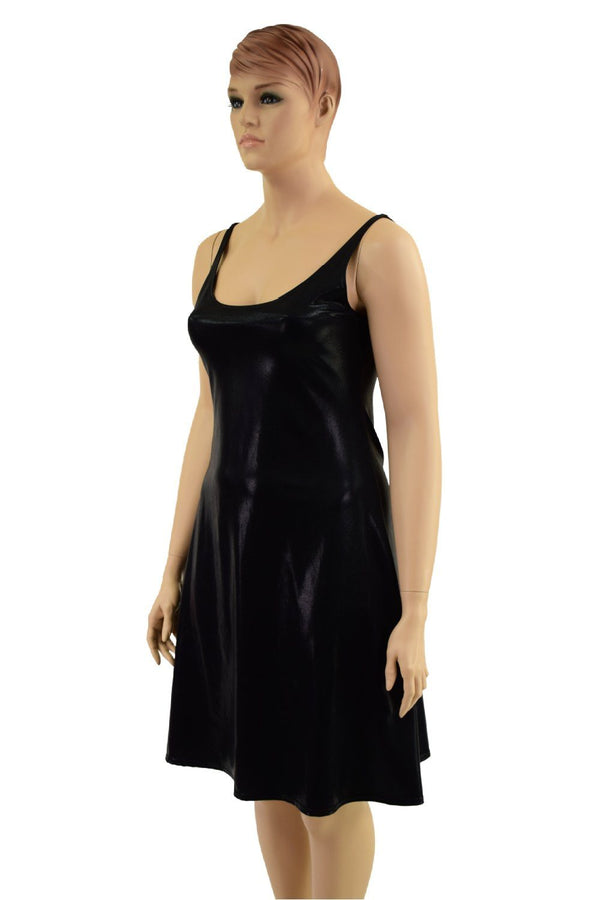 Black Mystique Thin Strap Tank A-Line Dress - 1