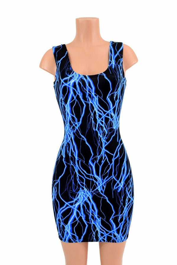 Neon Blue Lightning Tank Dress - 2