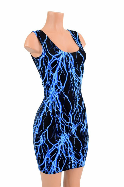 Neon Blue Lightning Tank Dress - Coquetry Clothing
