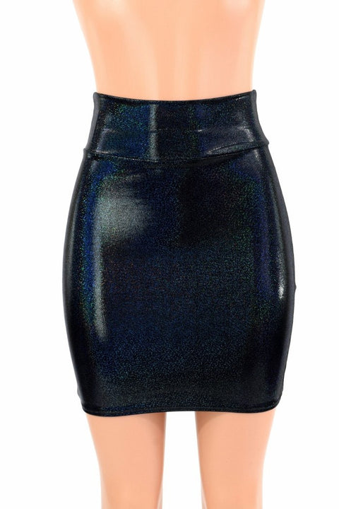 Black Holographic Bodycon Skirt - Coquetry Clothing