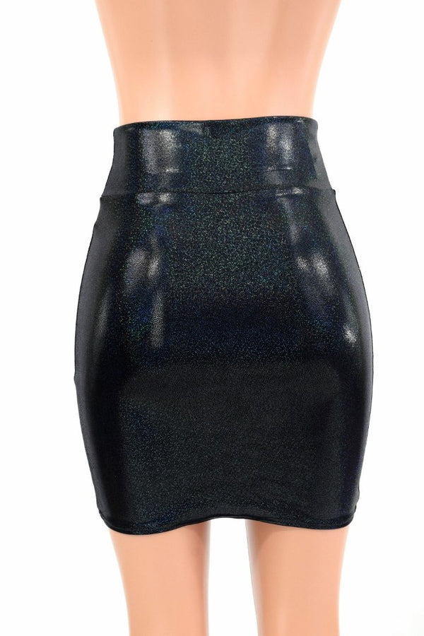 Black Holographic Bodycon Skirt - 3