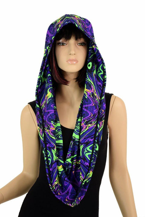 UV Glow Neon Melt HUGE Reversible Festival Hood - Coquetry Clothing