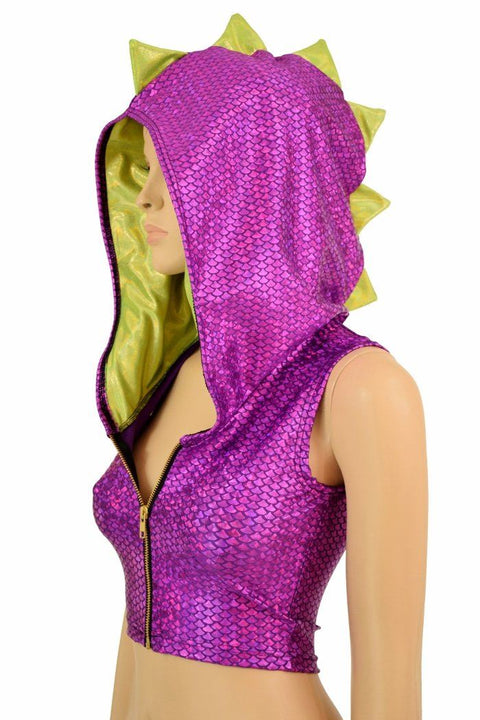 Purple Dragon Zipper Front Crop Top - Coquetry Clothing