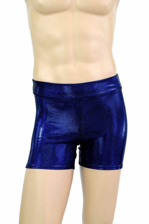 Mens "Rio" Midrise Shorts in Blue Sparkly Jewel - Coquetry Clothing