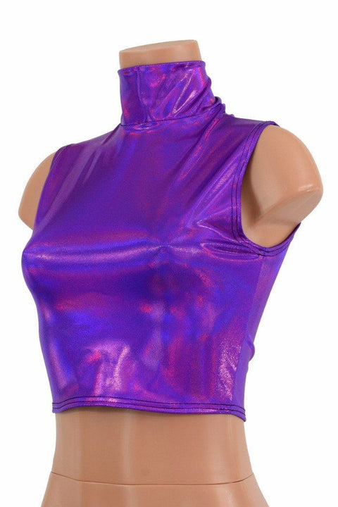 Purple Holographic Crop Top - Coquetry Clothing