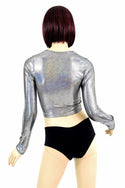 Silver Holographic Long Sleeve Crop - 4