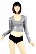 Silver Holographic Long Sleeve Crop - 2