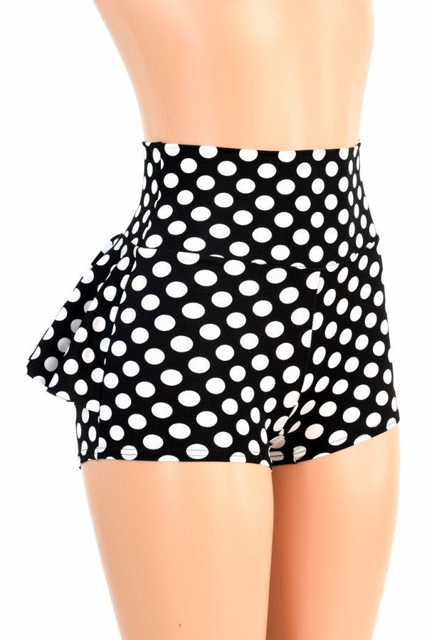 Black & White Polka Dot Ruffle Rump Shorts - 3
