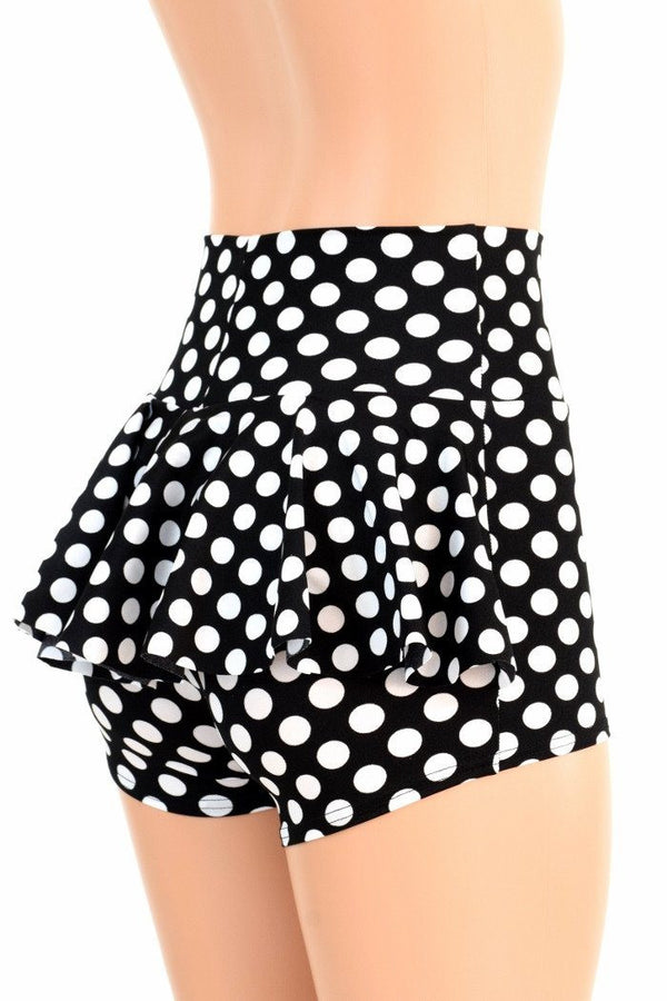 Black & White Polka Dot Ruffle Rump Shorts - 4