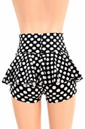 Black & White Polka Dot Ruffle Rump Shorts - 5
