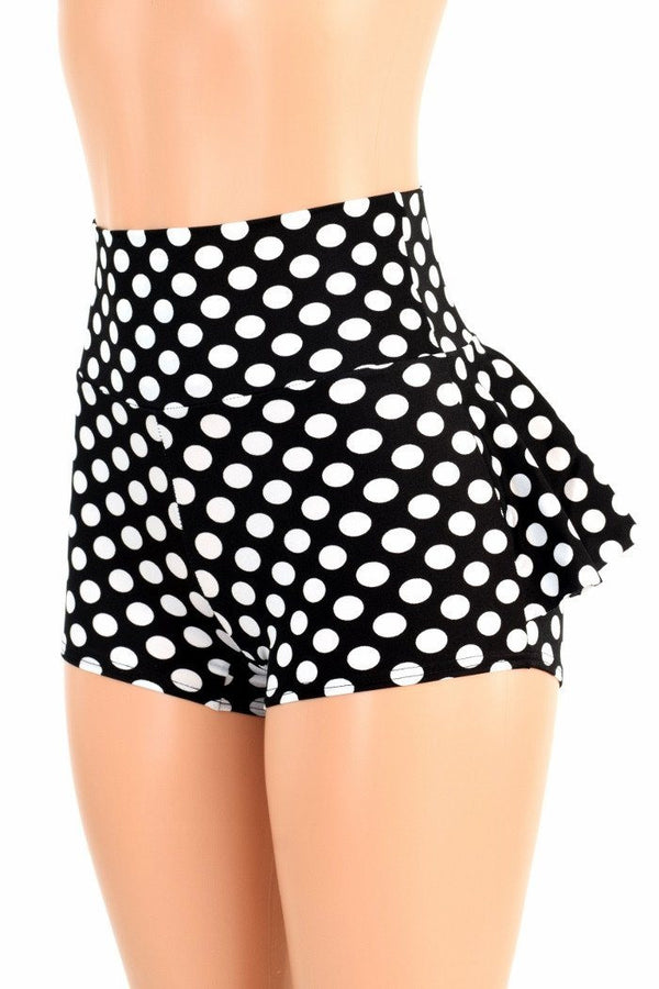 Black & White Polka Dot Ruffle Rump Shorts - 6