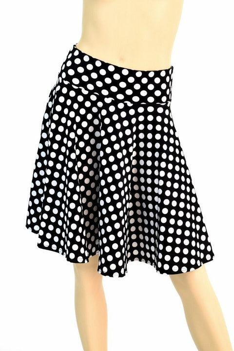 19" Black & White Polka Dot Skater Skirt - Coquetry Clothing