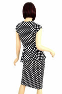 Black & White Polka Dot Peplum & Skirt Set - 4