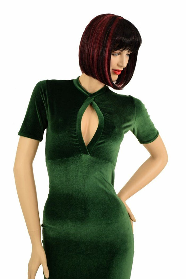 Green Velvet Keyhole Gown - 3