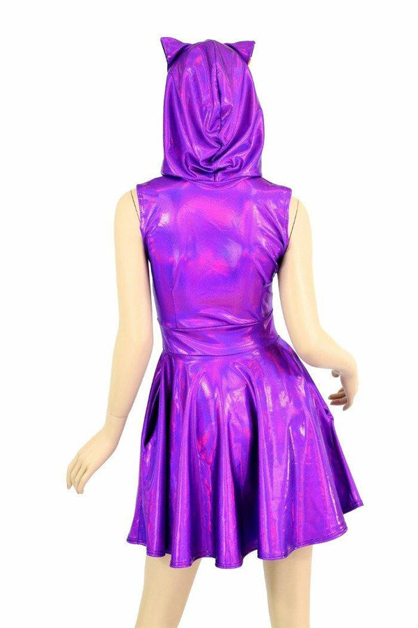 Purple Kitty Hoodie Skater Dress - 6