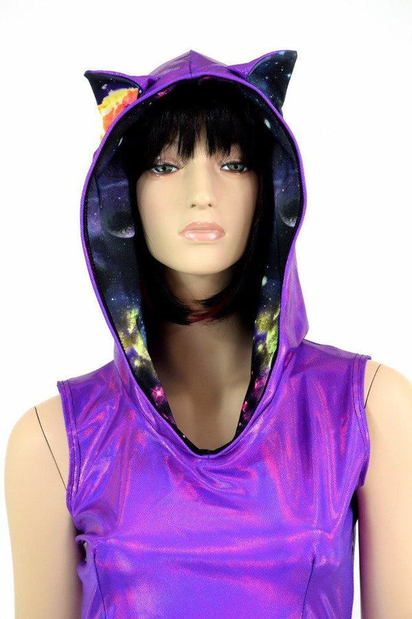 Purple Kitty Hoodie Skater Dress - 7