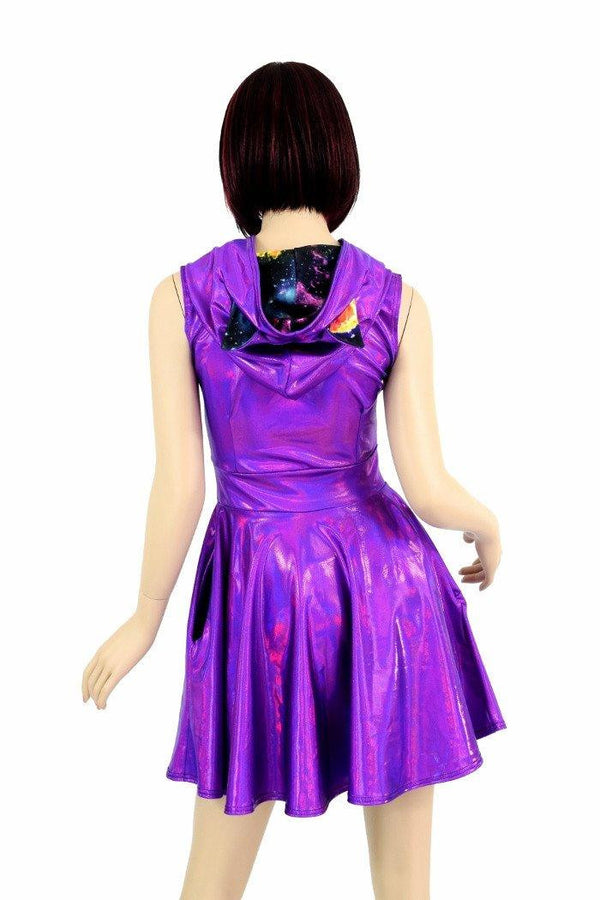 Purple Kitty Hoodie Skater Dress - 3