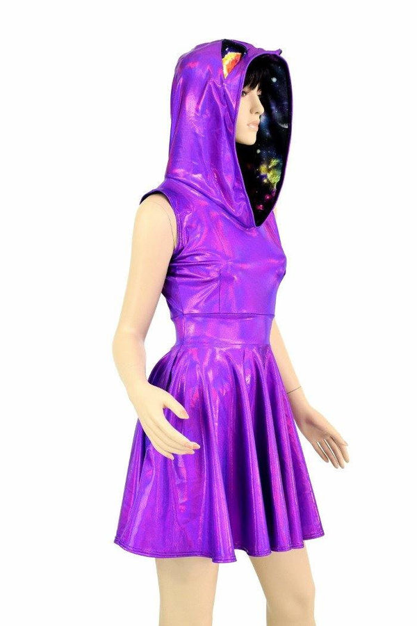 Purple Kitty Hoodie Skater Dress - 5