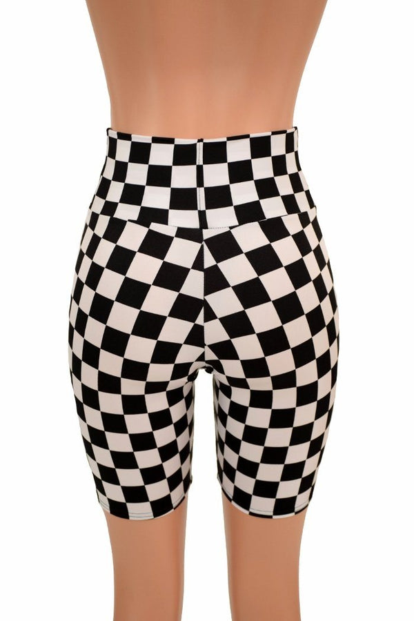 Black & White Check Bike Shorts - 3