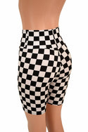 Black & White Check Bike Shorts - 4