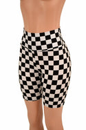 Black & White Check Bike Shorts - 5