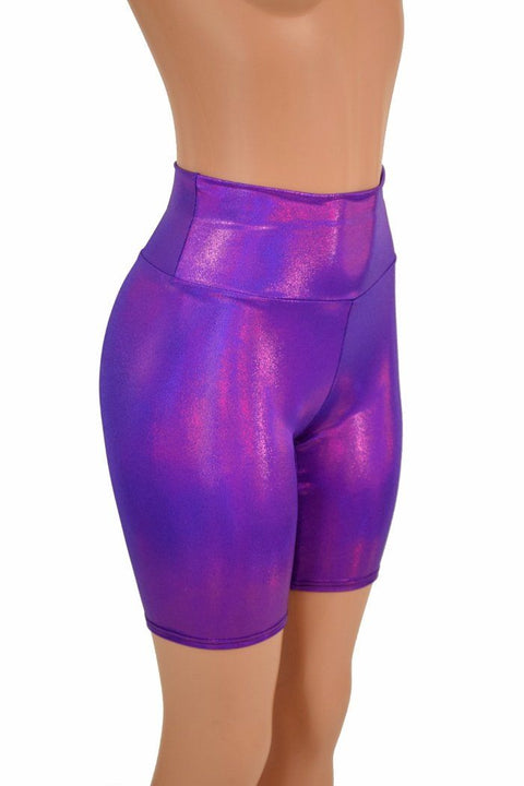 Purple Holographic Bike Shorts - Coquetry Clothing