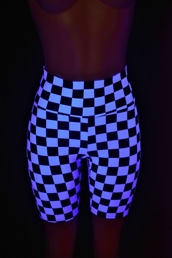 Black & White Check Bike Shorts - 6