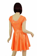 Orange Sparkly Jewel Cap Sleeve Skater Dress - 4