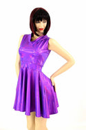 Grape Holographic Pocket Skater Dress - 10