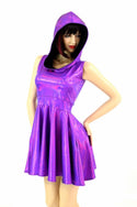 Grape Holographic Pocket Skater Dress - 11