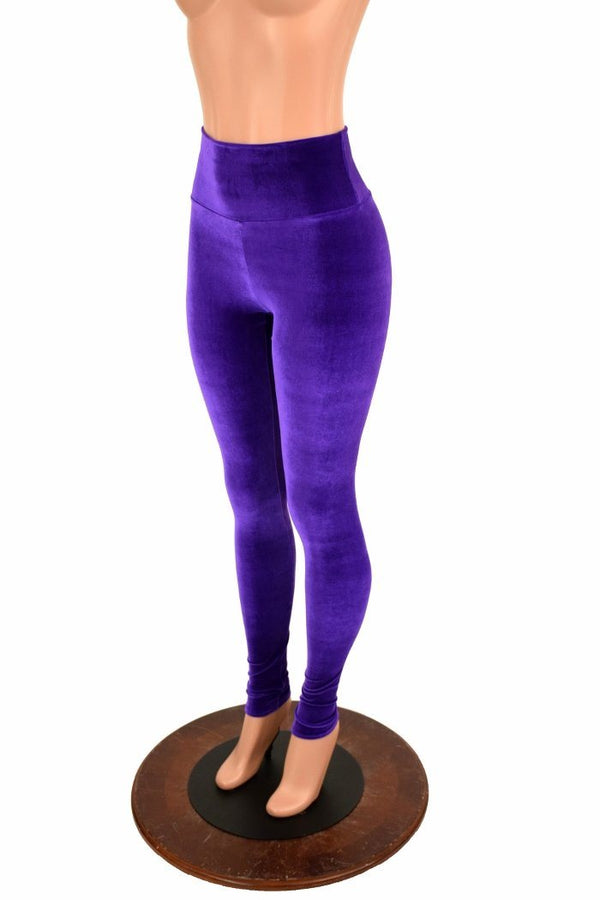 Purple Velvet High Waist Leggings