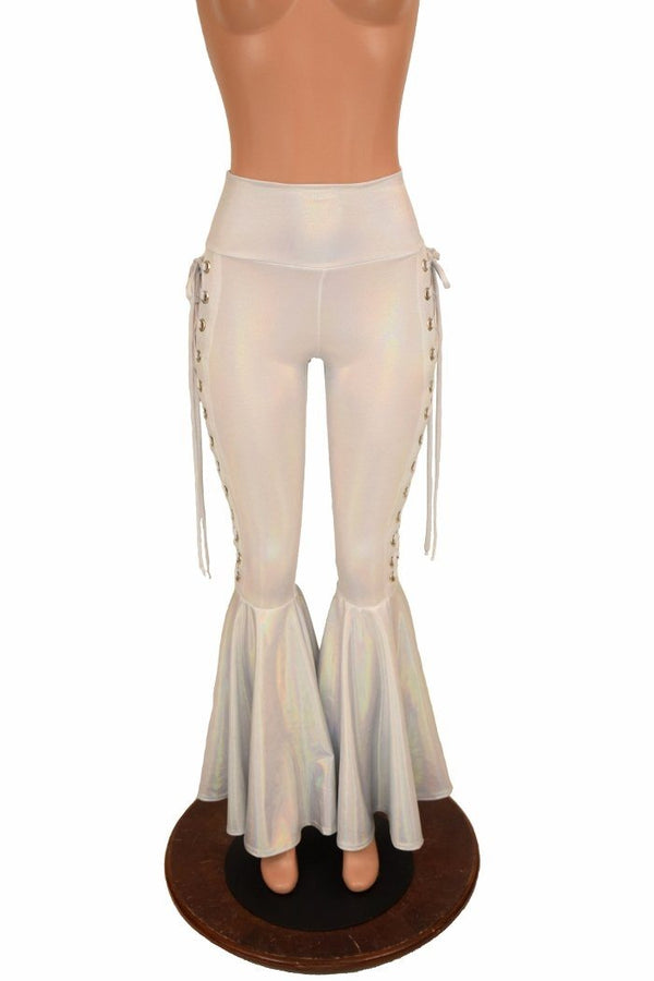 Flashbulb Lace Up Bell Bottom Flares - 2