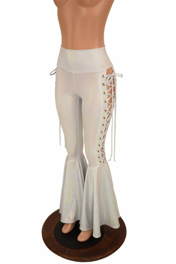 Flashbulb Lace Up Bell Bottom Flares - 5