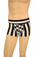 Mens "Aruba" Shorts in Black and White Stripe - 1