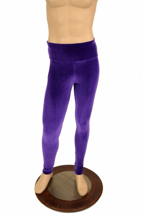 Mens Leggings in Purple Velvet - 1