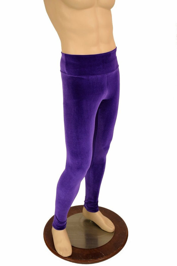 Mens Leggings in Purple Velvet - 2
