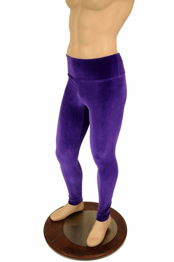 Mens Leggings in Purple Velvet - 4